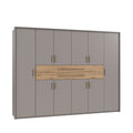 Drehtürenschrank Kleiderschrank B273/H210/T58 cm in Sandgrau mit  2 großen Schubkästen in Eiche Artisan Dekor / 22644