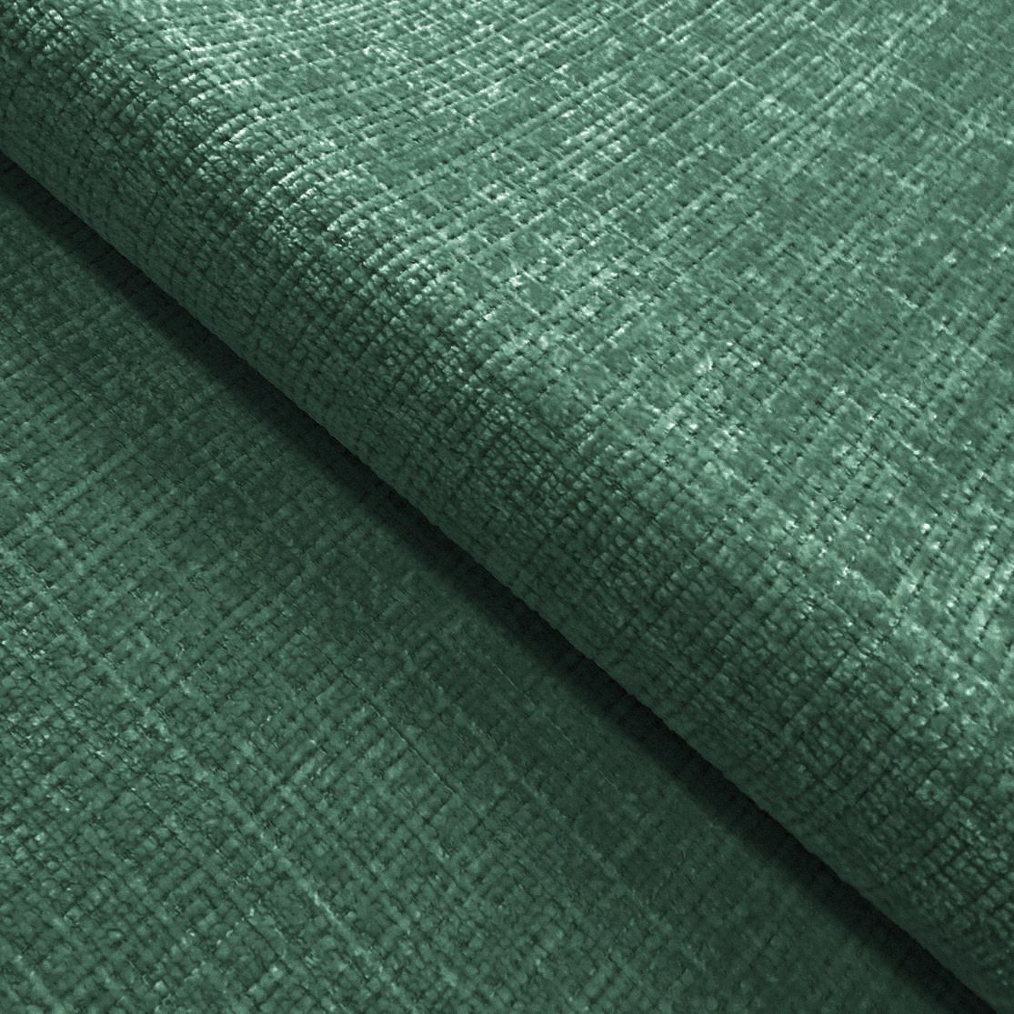 Ecksofa mit raffinierten Steppungen und Ottomane rechts, Wellenunterfederung, Chenille-Bezug Grün / 21039