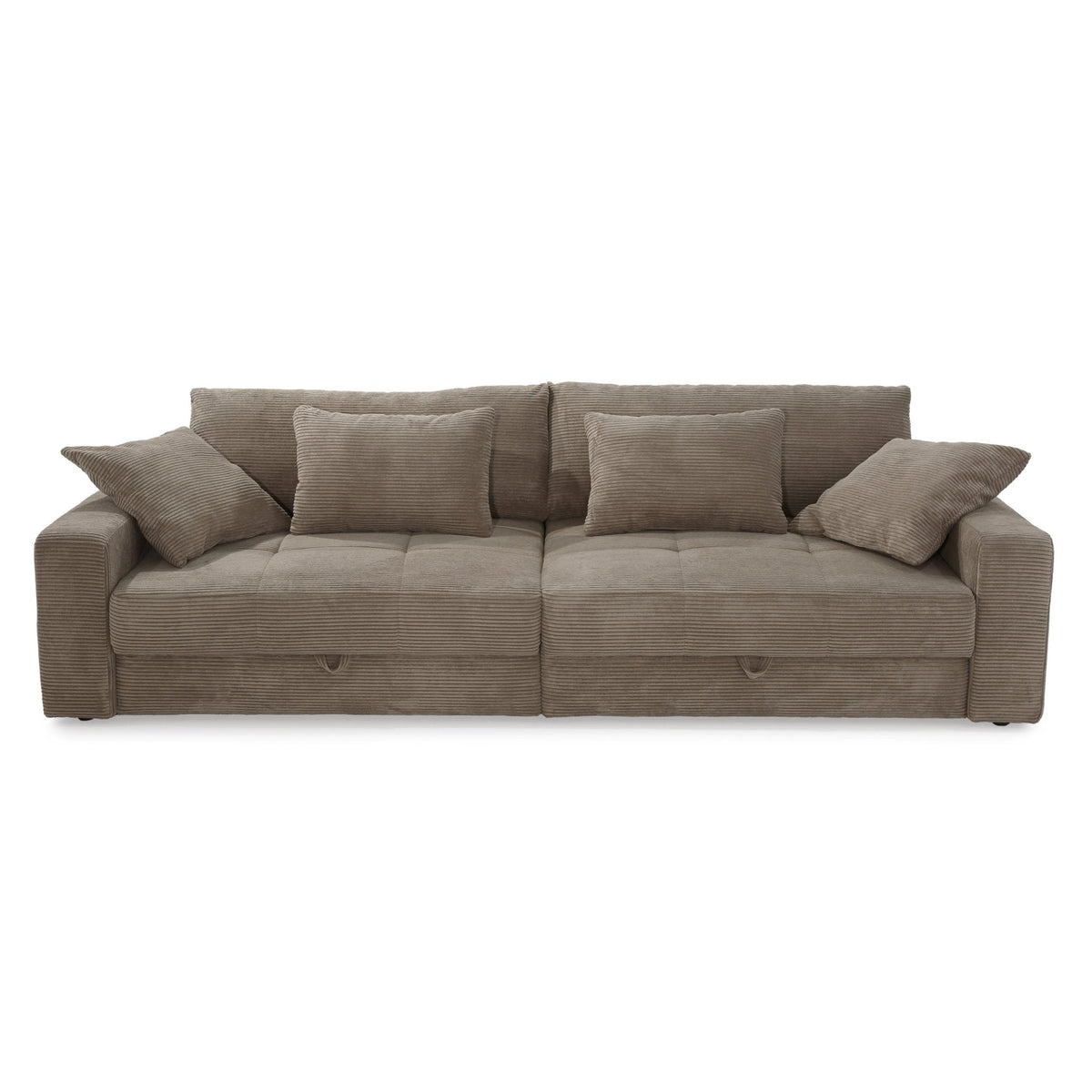 Big-Sofa mit 2 Bettkästen, Wellenunterfederung, Cord-Bezug Braun Taupe / 15264