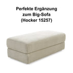 Big-Sofa mit 2 Bettkästen, Wellenunterfederung, Cord-Bezug Beige Grau / 15263