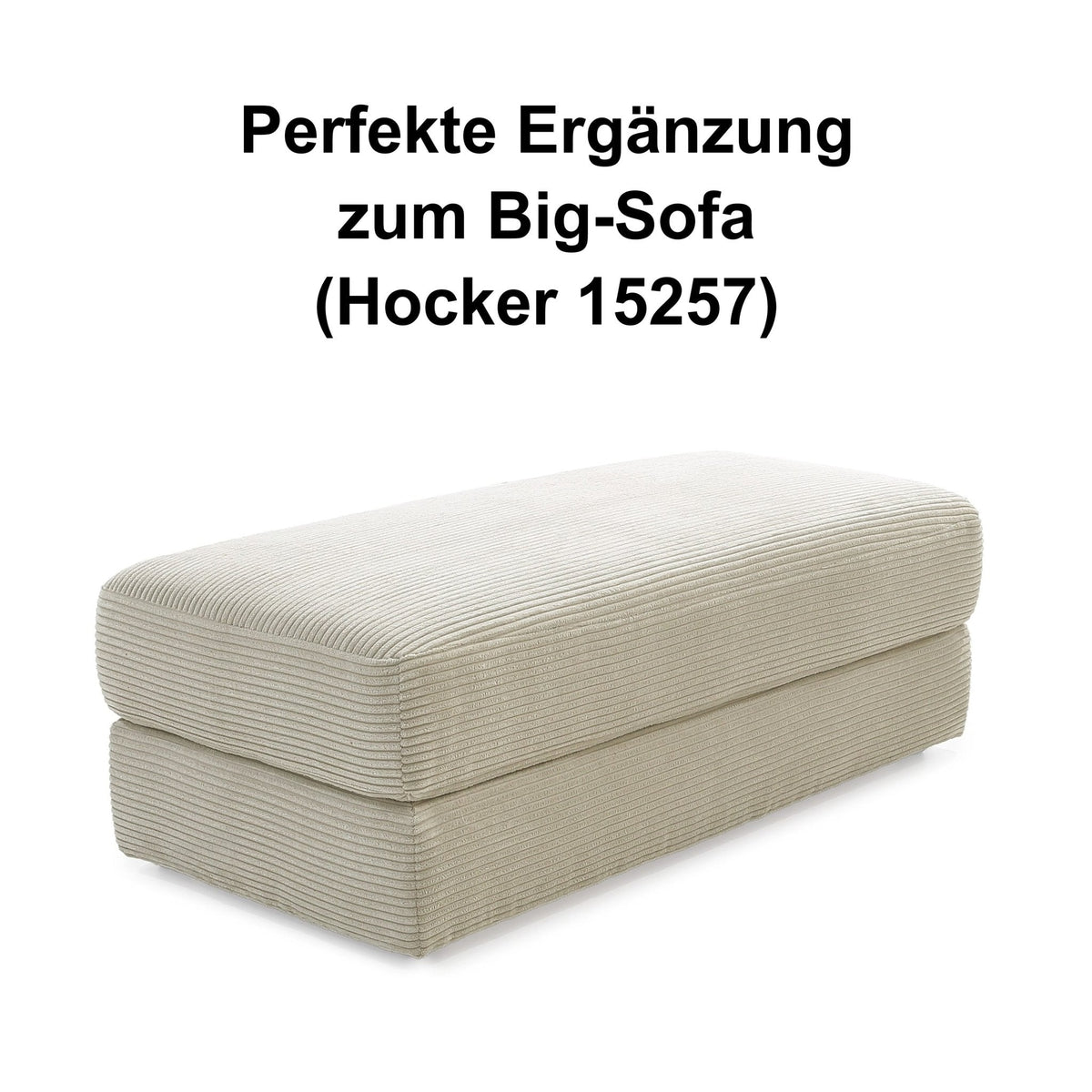 Big-Sofa mit 2 Bettkästen, Wellenunterfederung, Cord-Bezug Beige Grau / 15263
