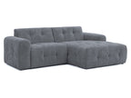 Ecksofa mit raffinierten Steppungen und Ottomane rechts, Wellenunterfederung, Chenille-Bezug Grau / 21045