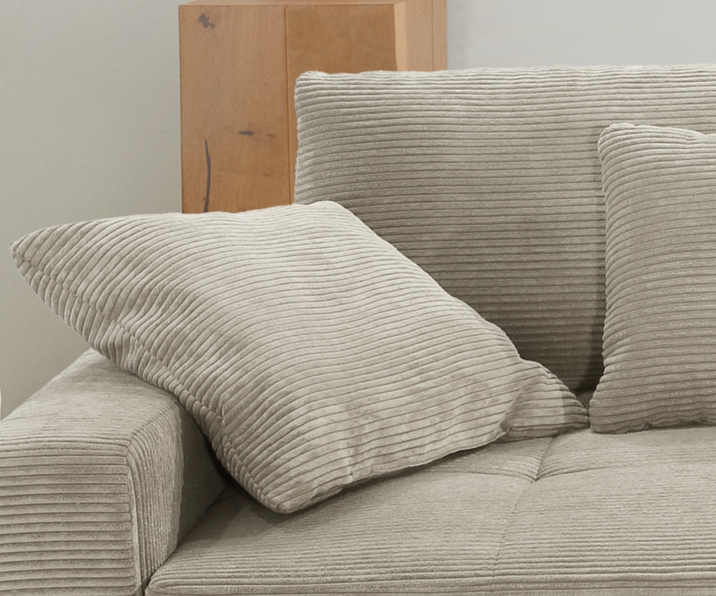 Big-Sofa mit 2 Bettkästen, Wellenunterfederung, Cord-Bezug Beige Grau / 15263
