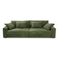 Big-Sofa mit 2 Bettkästen, Wellenunterfederung, Cord-Bezug Grün / 15262