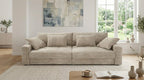 Big-Sofa mit 2 Bettkästen, Wellenunterfederung, Cord-Bezug Beige Grau / 15263