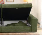 Big-Sofa mit 2 Bettkästen, Wellenunterfederung, Cord-Bezug Grün / 15262