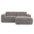 Ecksofa mit raffinierten Steppungen und Ottomane rechts, Wellenunterfederung, Chenille-Bezug Braun Taupe / 21041