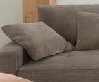 Big-Sofa mit 2 Bettkästen, Wellenunterfederung, Cord-Bezug Braun Taupe / 15264