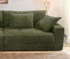 Big-Sofa mit 2 Bettkästen, Wellenunterfederung, Cord-Bezug Grün / 15262