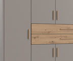Drehtürenschrank Kleiderschrank B273/H210/T58 cm in Sandgrau mit  2 großen Schubkästen in Eiche Artisan Dekor / 22644