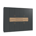 Drehtürenschrank Kleiderschrank B273/H210/T58 cm in Grafit mit  2 großen Schubkästen in Eiche Artisan Dekor / 22646