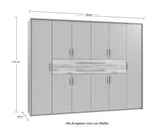 Drehtürenschrank Kleiderschrank B273/H210/T58 cm in Sandgrau mit  2 großen Schubkästen in Eiche Artisan Dekor / 22644