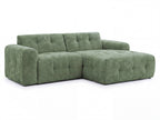 Ecksofa mit raffinierten Steppungen und Ottomane rechts, Wellenunterfederung, Chenille-Bezug Grün / 21039