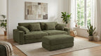 Big-Sofa mit 2 Bettkästen, Wellenunterfederung, Cord-Bezug Grün / 15262