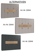 Drehtürenschrank Kleiderschrank B273/H210/T58 cm in Sandgrau mit  2 großen Schubkästen in Eiche Artisan Dekor / 22644
