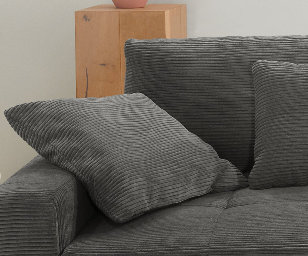 Big-Sofa mit 2 Bettkästen, Wellenunterfederung, Cord-Bezug Dunkelgrau / 15261