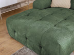 Ecksofa mit raffinierten Steppungen und Ottomane links, Wellenunterfederung, Chenille-Bezug Grün / 21040