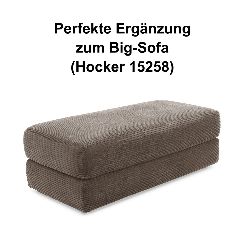 Big-Sofa mit 2 Bettkästen, Wellenunterfederung, Cord-Bezug Braun Taupe / 15264