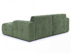 Ecksofa mit raffinierten Steppungen und Ottomane rechts, Wellenunterfederung, Chenille-Bezug Grün / 21039