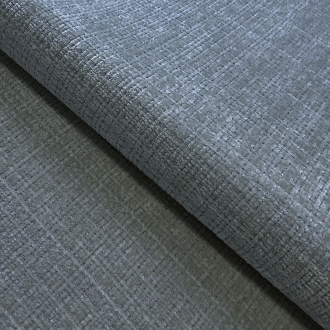 Ecksofa mit raffinierten Steppungen und Ottomane rechts, Wellenunterfederung, Chenille-Bezug Grau / 21045