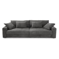 Big-Sofa mit 2 Bettkästen, Wellenunterfederung, Cord-Bezug Dunkelgrau / 15261