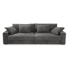 Big-Sofa mit 2 Bettkästen, Wellenunterfederung, Cord-Bezug Dunkelgrau / 15261