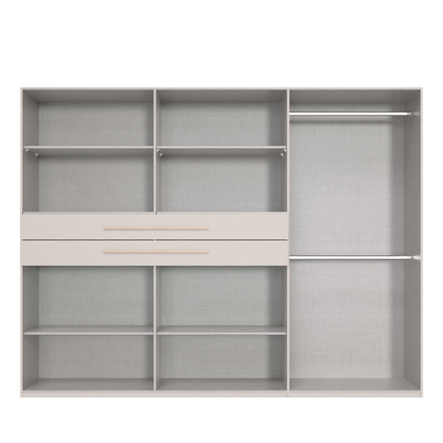 Drehtürenschrank Kleiderschrank B273/H210/T58 cm in Grafit mit 2 großen Schubkästen in Eiche Artisan Dekor, Passepartout & 2 Spiegel / 22652
