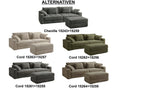 Big-Sofa mit 2 Bettkästen, Wellenunterfederung, Cord-Bezug Dunkelgrau / 15261
