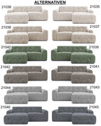 Ecksofa mit raffinierten Steppungen und Ottomane rechts, Wellenunterfederung, Chenille-Bezug Grau / 21045