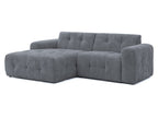 Ecksofa mit raffinierten Steppungen und Ottomane links, Wellenunterfederung, Chenille-Bezug Grau / 21046